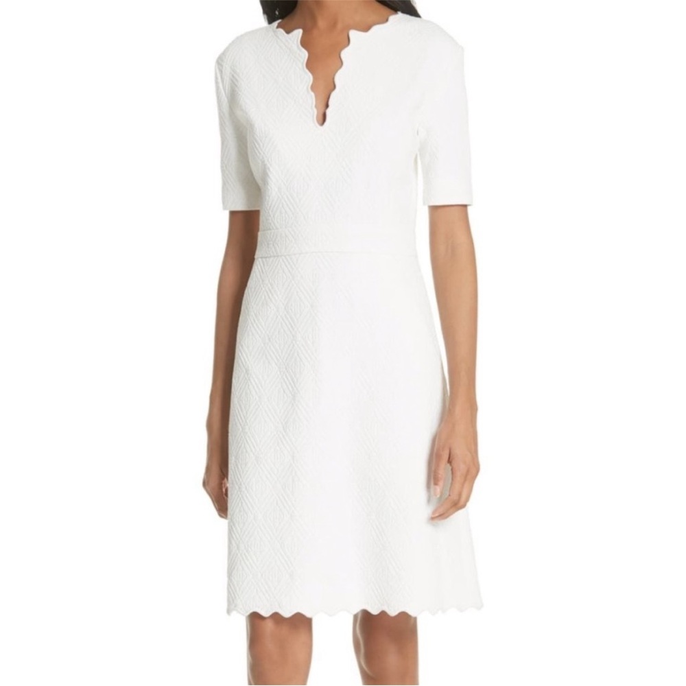 Tory Burch White Bailey Embroidered Jacquard Dress Sz 8
